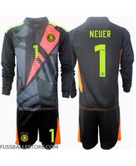 Günstige Deutschland Manuel Neuer #1 Torwart Heimtrikotsatz Kinder EM 2024 Langarm (+ Kurze Hosen)